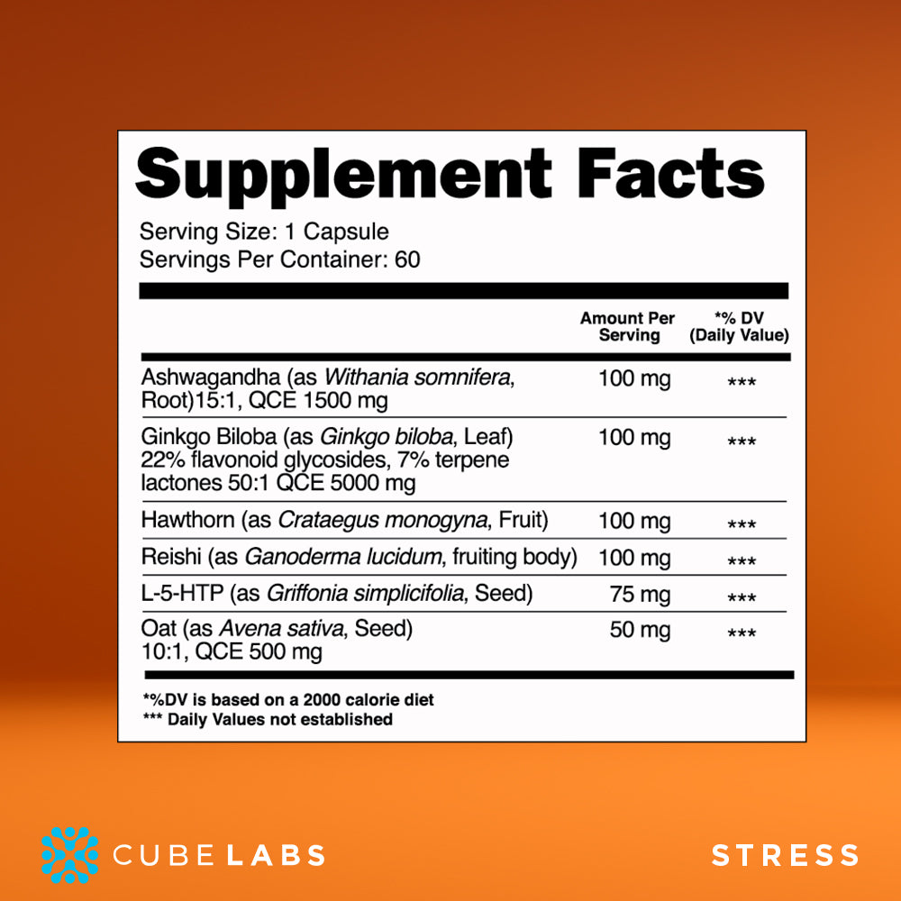 Stress Natural Adaptogens Supplement Helps Mood Balance Supplement Facts