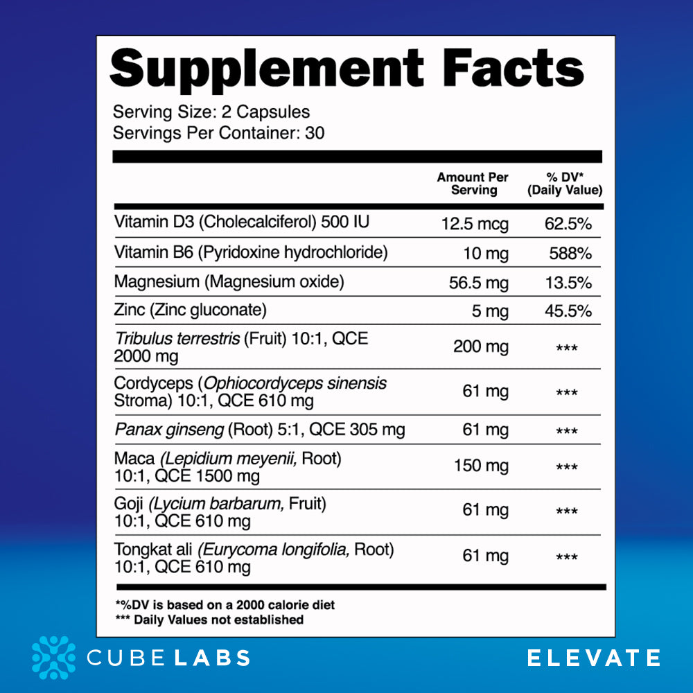 Elevate Natural Adaptogens Supplements Helps Immune Support Supplement Facts